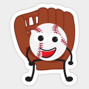 Cute Cartoon Baseball Ball and Glove Sticker